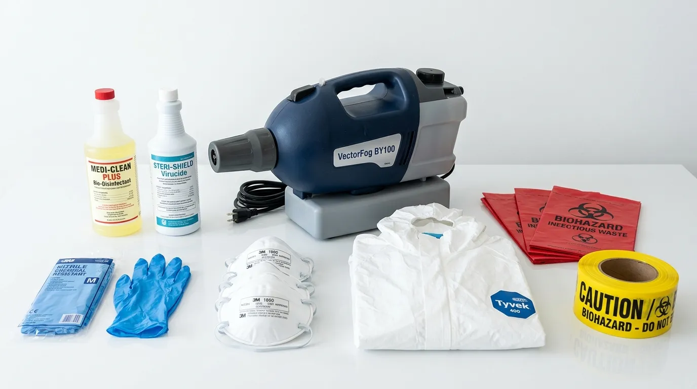 Professional biohazard remediation crew working in La Verne